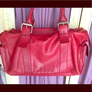 Hype red leather city satchel